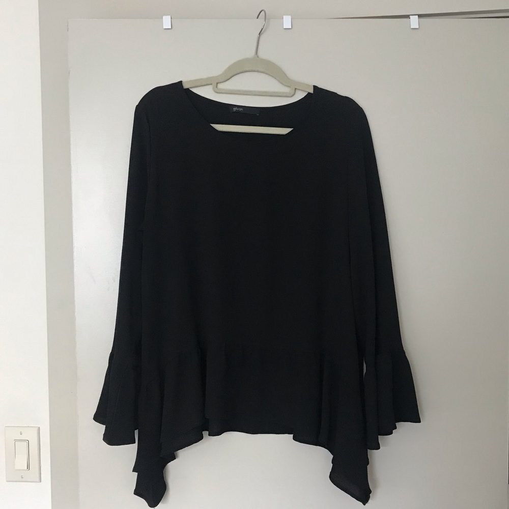 Gibson Bell Sleeve Ruffle Hem Blouse